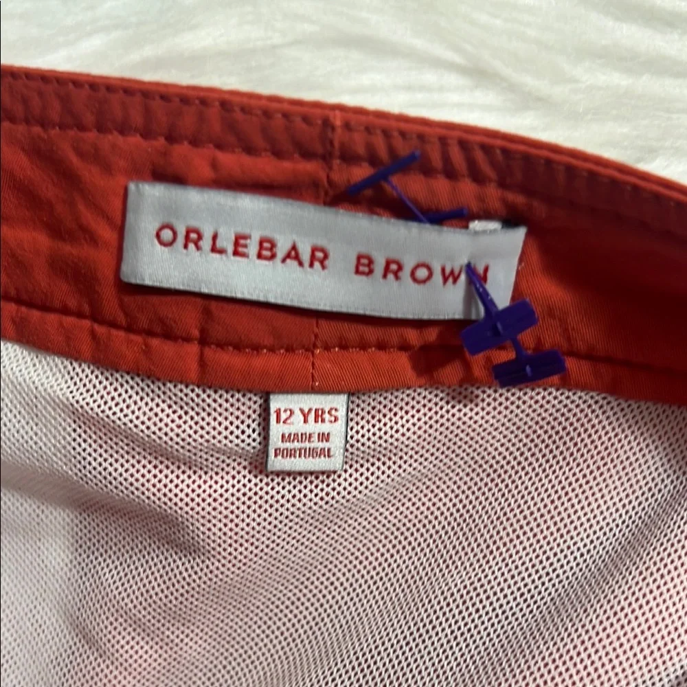 Orlebar Brown Boys Red Coral Swim Trunk Size 12 Years Adjustable Side Tabs